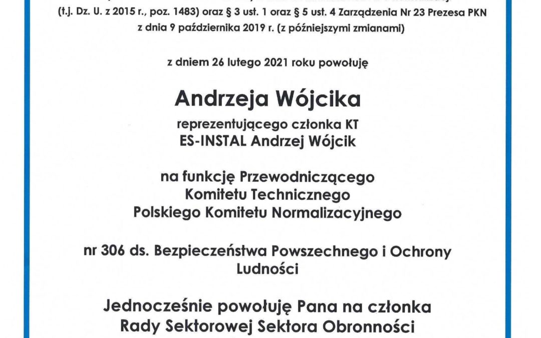 CZŁONEK PISA PRZEODNICZĄCYM KOMITETU PKN DS. BEZPIECZEŃSTWA POWSZECHNEGO I OCHRONY LUDNOŚCI