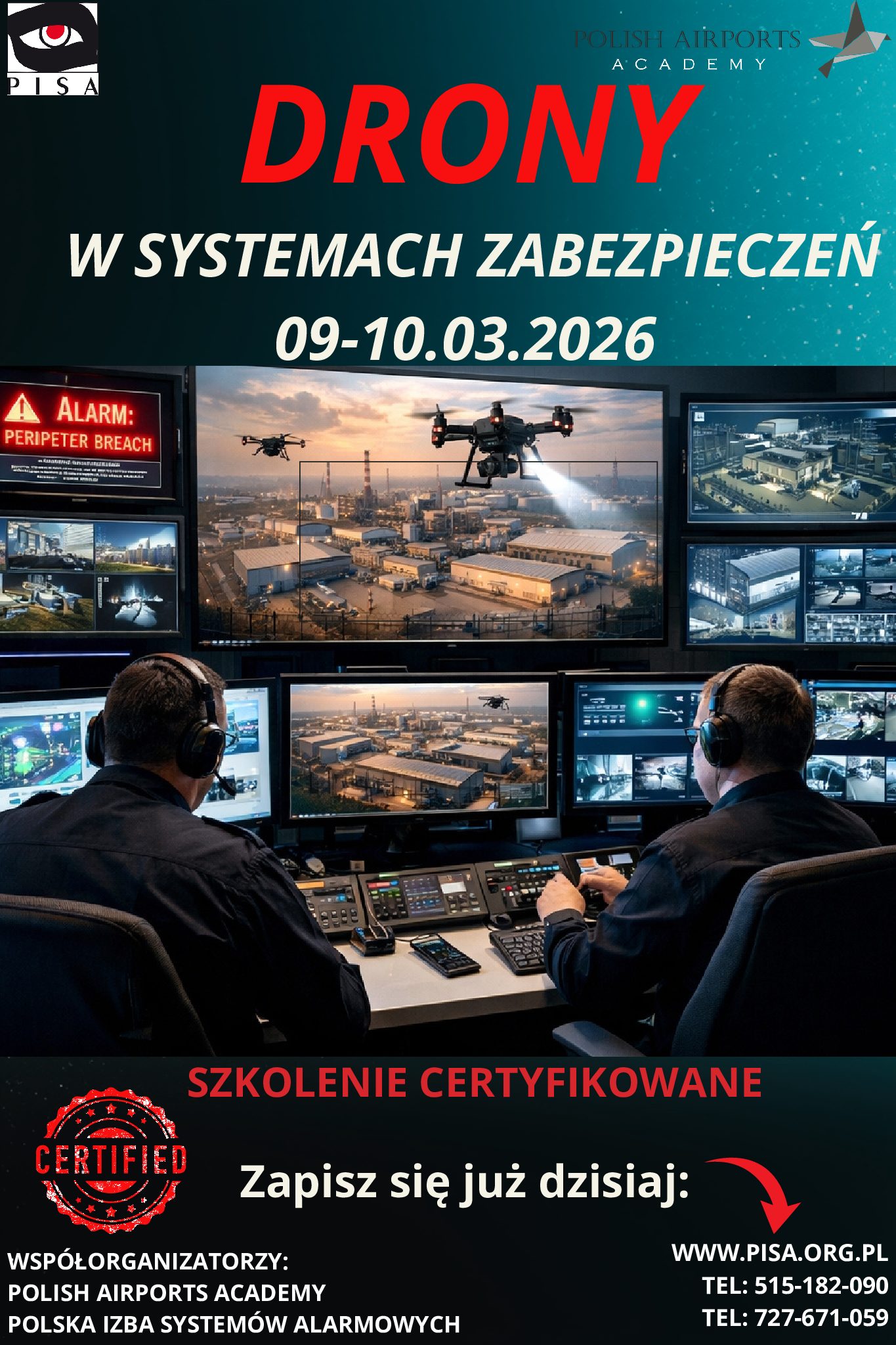 TERMIN SZKOLENIA „DRONY W SYSTEMACH ZABEZPIECZEŃ” 9-10.03.2026 r.